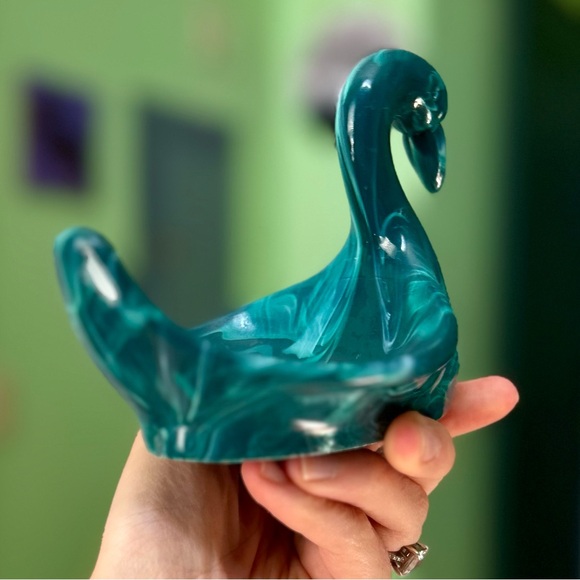 Vintage Turquoise Green Swan Retro Cottagecore Farmhouse Soap Bar Holder Dish - Picture 2 of 11